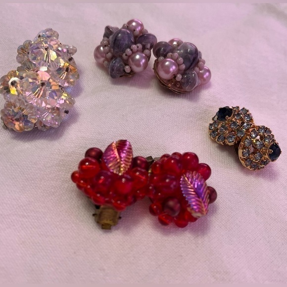 Vintage Clip-on Earring Lot - 4 pairs - Picture 1 of 9